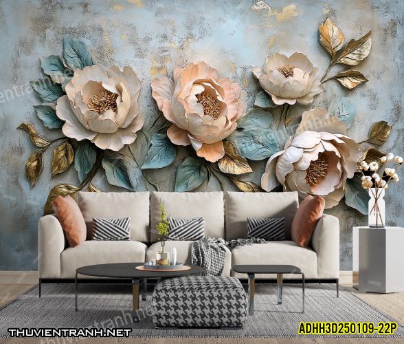 Tranh dán tường Hoa 3D- ADHH3D250109--22P - Tranh tường chất lượng cao